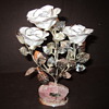 Gioielli Rose Quartz Stone, Chrome Floral, Enamel Roses 