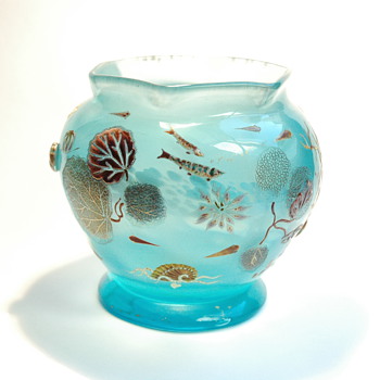 rare aquatic scene cristal vase by DESIRE CHRISTIAN for VALLERYSTHAL circa 1890-1898 - Art Nouveau