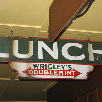  Two sided Wrigleys Gum porcelain LUNCH sign - Signs