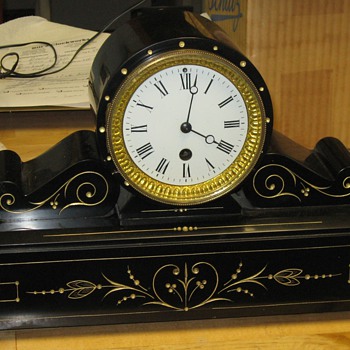 French Slate Tambour Clock, Time Only - Clocks