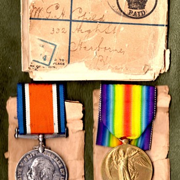 British Victory Medal, War Medal, and Mailing Package. - Military and Wartime