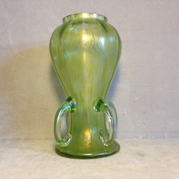 Loetz 4 Handle Prod. Nr. II-151 Creta Ciselé Vase Ca 1900 - Art Nouveau