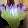 Daum France Iris Art Vase. Stunning Violets and Lime Colors
