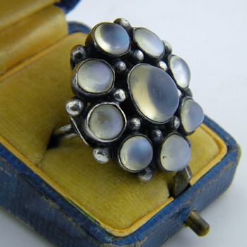 Vintage Antique Ceylon Moonstone Sterling 32mm x 27mm
