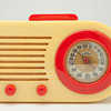Catalin FADA “Bullet” Model 1000 in Yellow with Red Trim