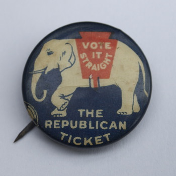 Vote It Straight Republican Party Pin from C. 1920