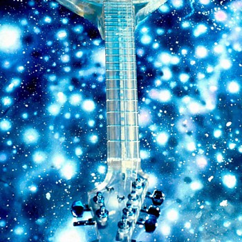 Modern Man's handmade clear polyester resin guitar.