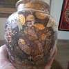 Asian, Very Old Small Covered Pot or Small Urn, paint and texture amazing