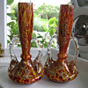 Pair Of Spatter Glass Vases