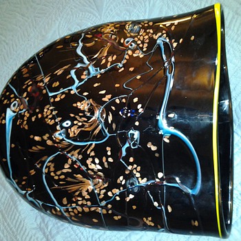 Large black blowing glass vase