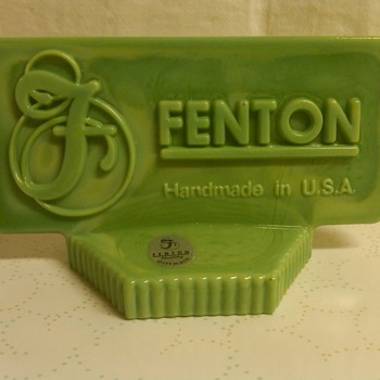 Stunning Fenton Green Slag Logo Display Sign - Glassware