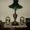 Lamp w/Emeraldware shade.  ID requested
