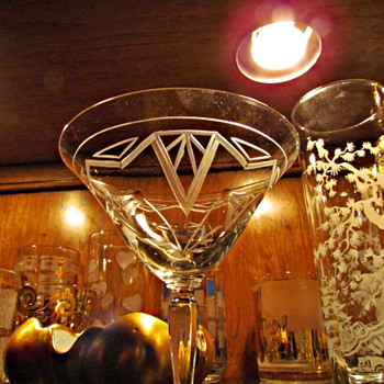 Gorgeous Art Deco Etched  Crystal Cocktail Glass