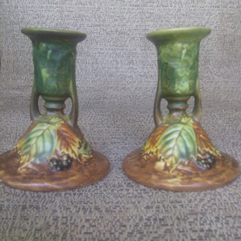 Roseville Blackberry Candlesticks - Pottery