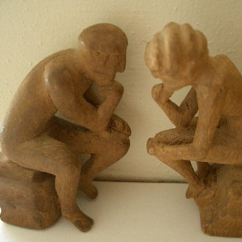 "Mr and Mrs " primative wood carving - Folk Art