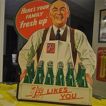 7up 1950s Cardboard Sign, Near Mint Condition