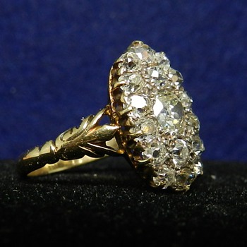 14k Diamond Art Nouveau Era Ring - Old Mine Cut