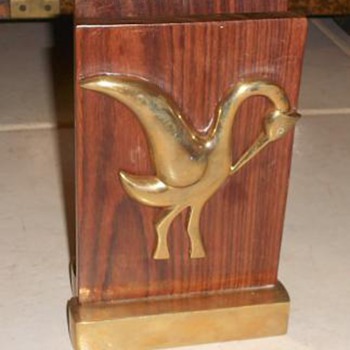 Mid Century Vaishali Int. India Brass & Wood Book Ends - Books