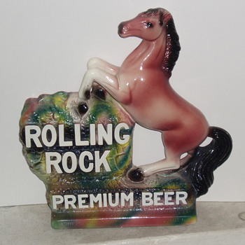 Rolling Rock Premium Beer Chalk Back Bar Statue - Breweriana