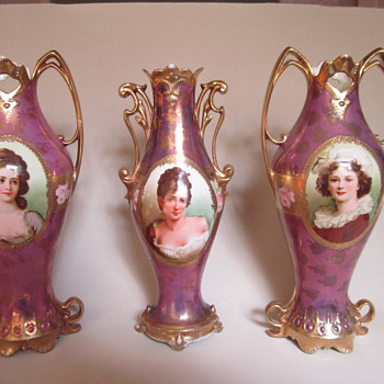 RS Prussia vases, marked "Royal Vienna/Germany" ca. 1904