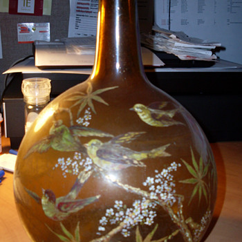 Hand Painted Antique Glass Bottle - Bottles
