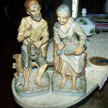 Old Man &Woman Figures - Art Pottery