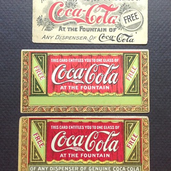1905 and Pre-1900's Free Drink Coupons - Coca-Cola
