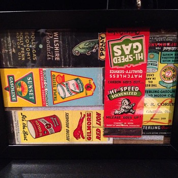 some of my gas matches framed - Tobacciana