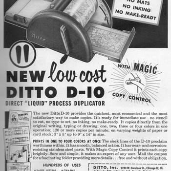 1954 - Ditto Spirit Duplicator Advertisement