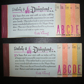 4 Vintage Disneyland Ticket Books   "Disneyana" 