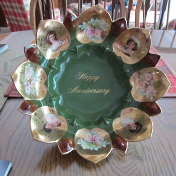 R. S. Prussia portrait/commemorative bowl "Happy Anniversary"