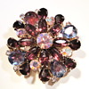 Vintage purple rhinestone glass brooch