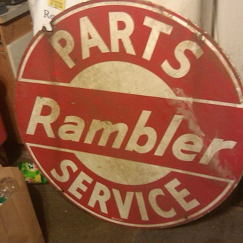 RAMBLER PARTS AND SERVICE SIGN 42" ROUND TWO SIDED - Signs