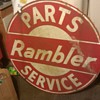 RAMBLER PARTS AND SERVICE SIGN 42" ROUND TWO SIDED
