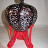 Czech Deco Export Glass 1930's Gorgeous Covered Candy dish Red Strutted Base Czechoslovakia