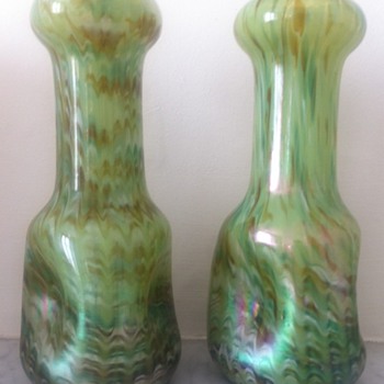 Pair of green Rindskopf vases - Art Glass