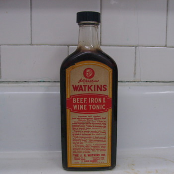 1960's Bottle of Watkins Beef & Iron Tonic, Still Full of Tonic! - Bottles