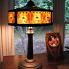 Jugendstil Printed Mica Shade & Jeweled Copper Lamp