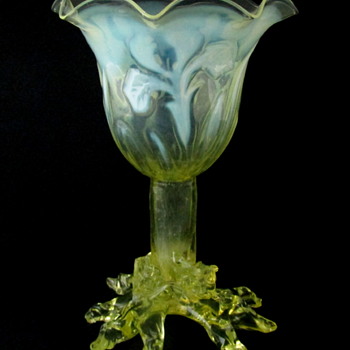 John Walsh Walsh Iris Vaseline Opalescent Floriform Vase - Glassware