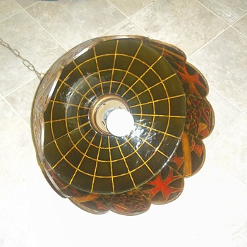 english glass hanging lamp often seen in pubs or resturants