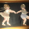 Embroidered and painted picture on black silk
