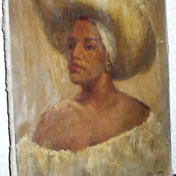 Artist Info. Request - Antique Caribbean Woman Painting - Visual Art