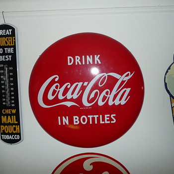 1960's Drink Coca Cola In Bottles Bullseye Porcelain Sign - Coca-Cola