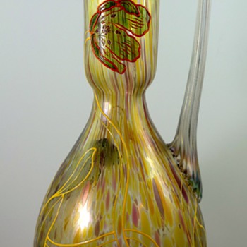 Glasfabrik Schliersee "Kröselndekor" enameled vase, Prod. Nr. 325, ca. 1901-1905 - Art Glass