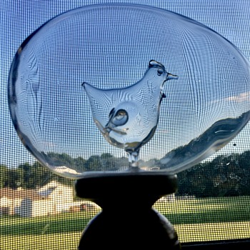 Hand blown clear glass chicken and egg - Art Glass