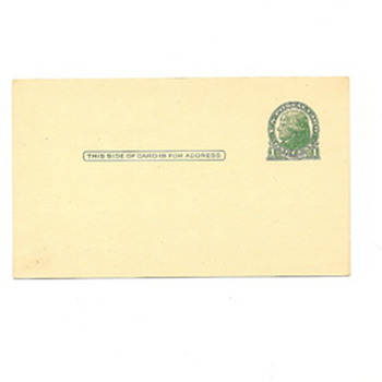 blank postcard with a one cent Jefferson stamped on it. 