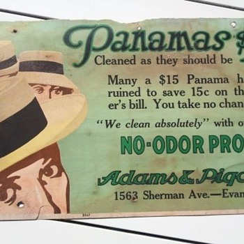 Panamas Cleaning Service Advertisement Sign Pre-1920's