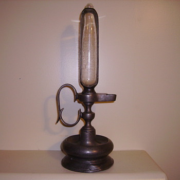 Pewter whale oil lamps /clocks - Lamps
