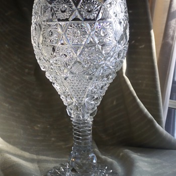 12" NAD CUT GLASS CHALICE STYLE VASE - Art Glass