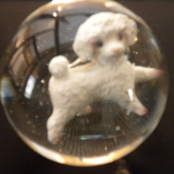 Handmade Sulfide with White Poodle Figurine